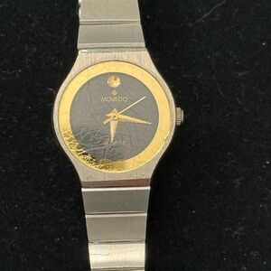 Movado Swiss Quartz Movement Silver/Gold Ladies Black Face Design